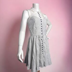 VINTAGE Sweetheart Skater Shirt Dress Size 2 Pinup Pinstripe Collared Women’s